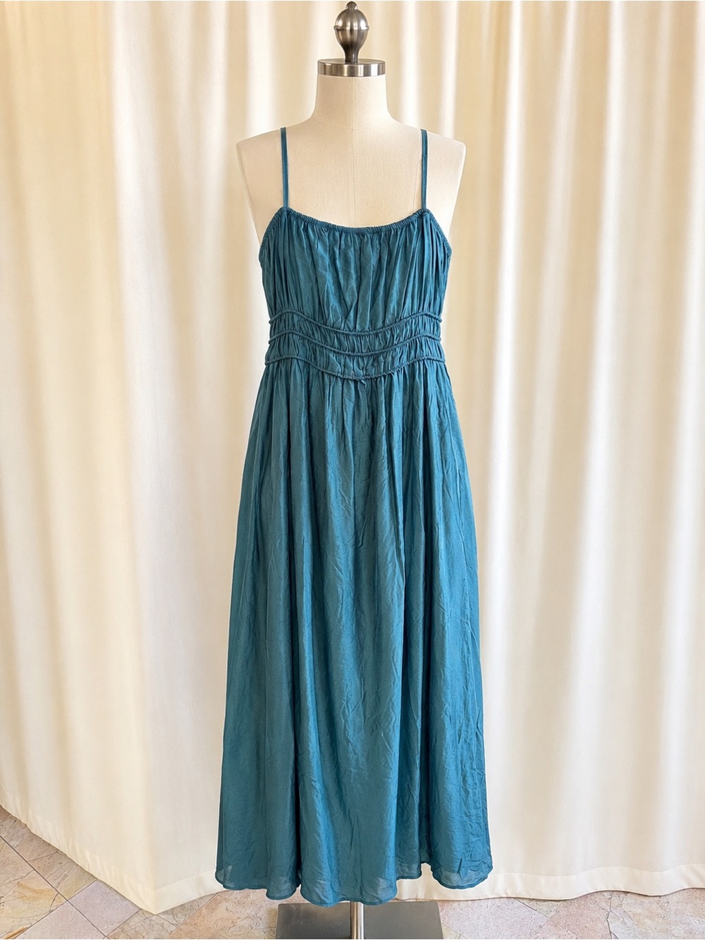 Teal Spaghetti Strap Women lined Maxi Dress NWT Large